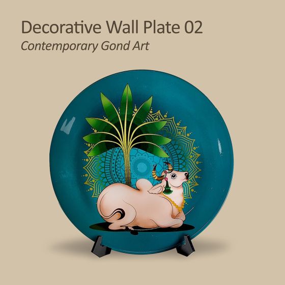 Ceramic Wall Plate with Holy Cow & Tree Design